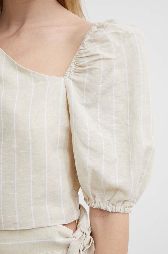 Pepe Jeans bluzka lniana MATI PL304809 beżowy