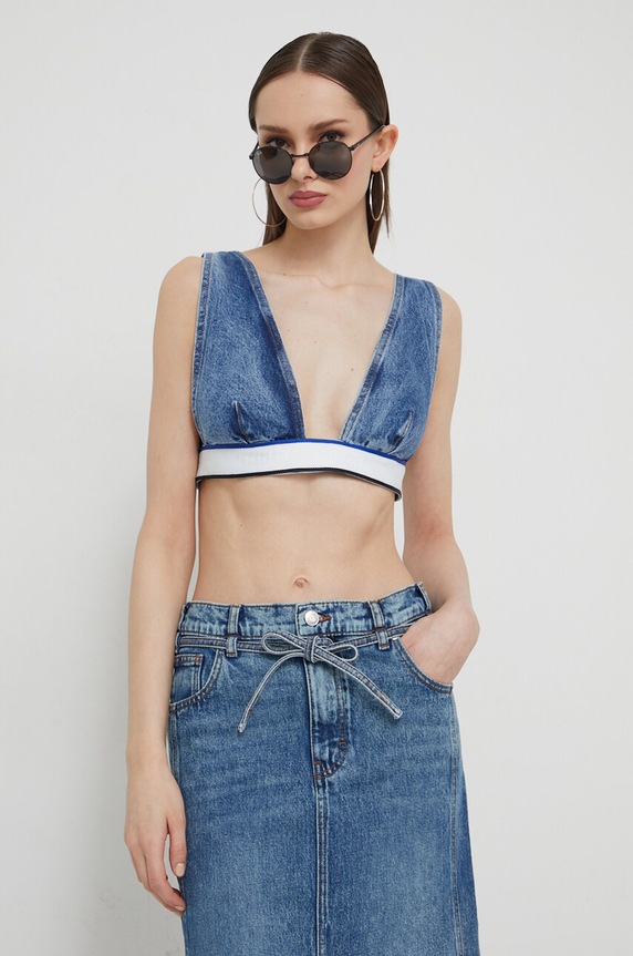 HUGO Blue top jeansowy bawełna niebieski 50515763