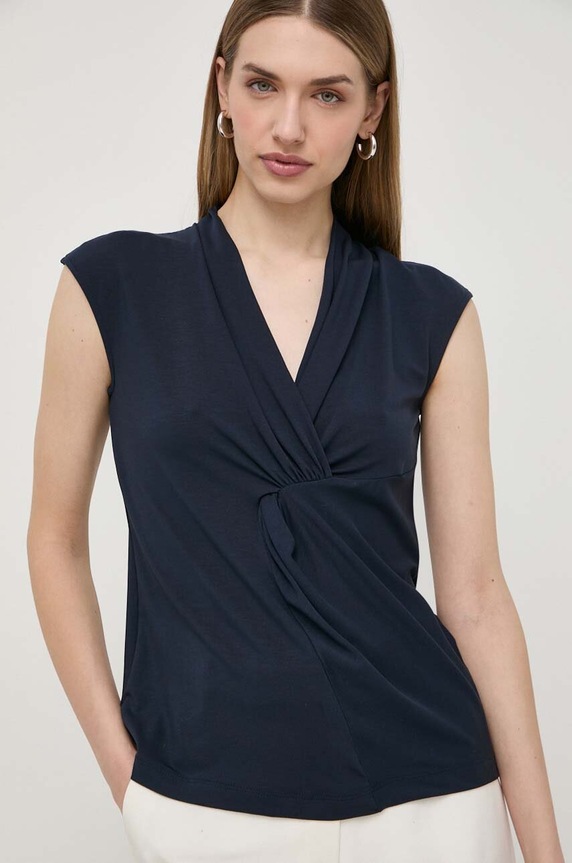 Weekend Max Mara t-shirt z elastanem granatowy 2415941142600
