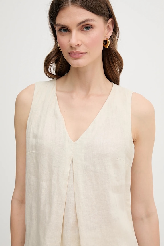 Oblečení Lněná halenka United Colors of Benetton 5BMLDQ06W béžová