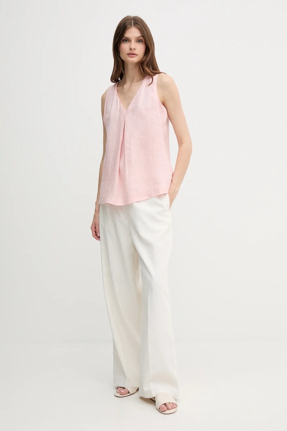 Ľanová blúzka United Colors of Benetton 5BMLDQ06W ružová SS25
