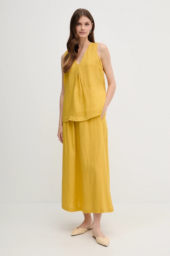 United Colors of Benetton maglietta di lino 5BMLDQ06W giallo SS25