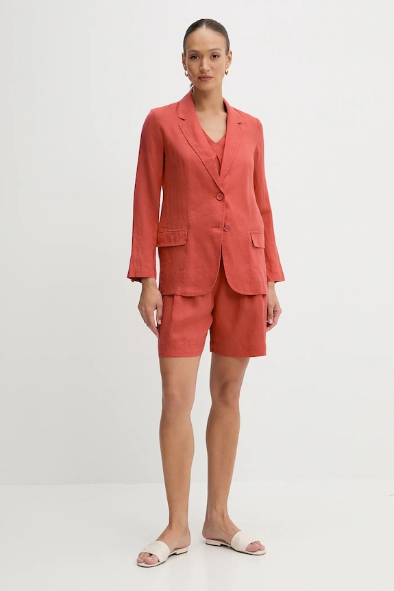Lněná halenka United Colors of Benetton 5BMLDQ06W červená SS25