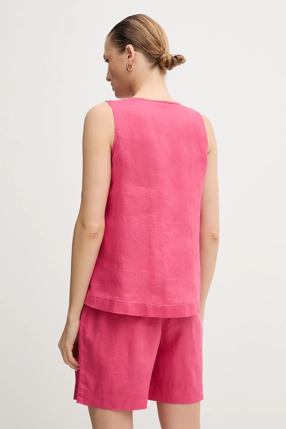 Abbigliamento United Colors of Benetton maglietta di lino 5BMLDQ06W rosa
