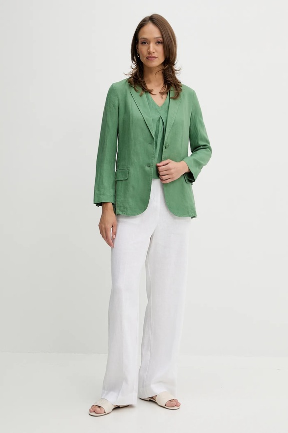 Lanena bluza United Colors of Benetton 5BMLDQ06W zelena SS25