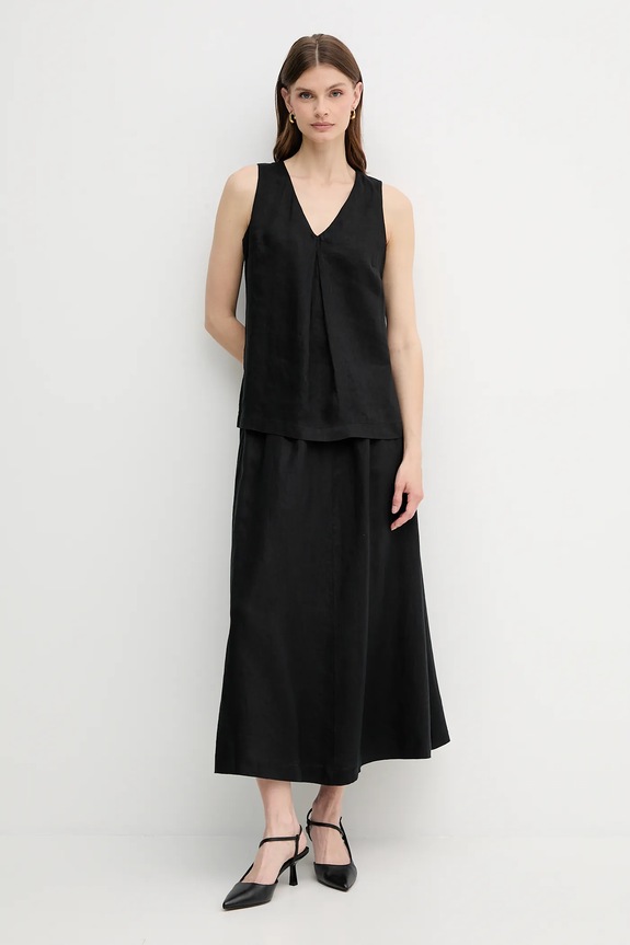 United Colors of Benetton maglietta di lino 5BMLDQ06W nero SS25