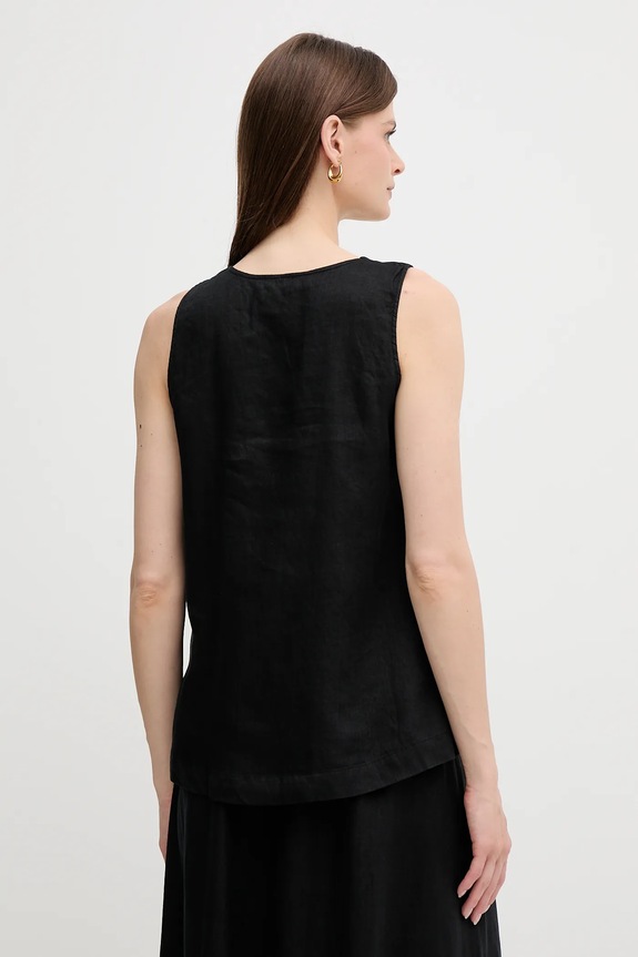 Abbigliamento United Colors of Benetton maglietta di lino 5BMLDQ06W nero