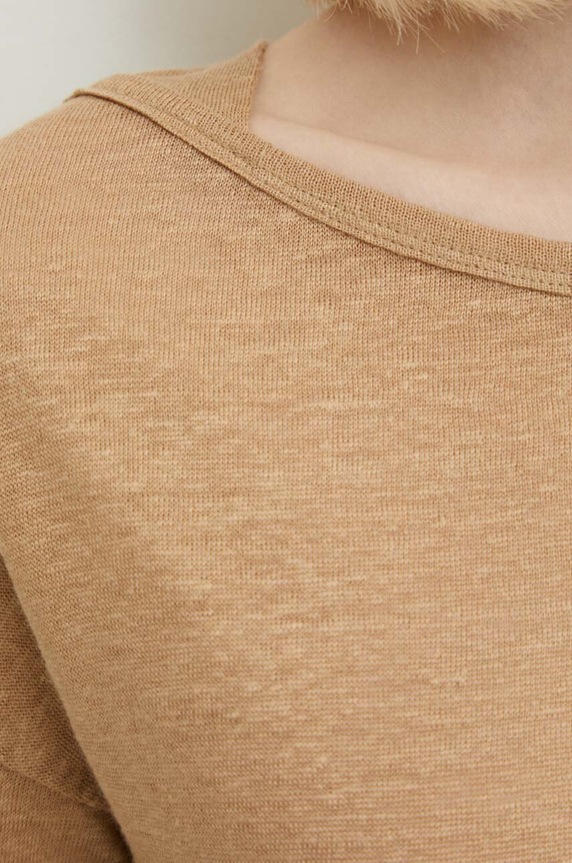 United Colors of Benetton sweter lniany 3KGQE16B0 beżowy