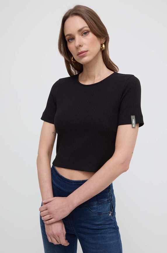 Max Mara Leisure t-shirt elasztánnal fekete 2416941028600