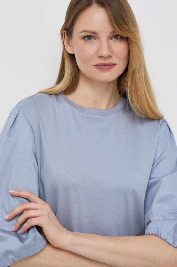 Max Mara Leisure bluză uni albastru 2416941048600