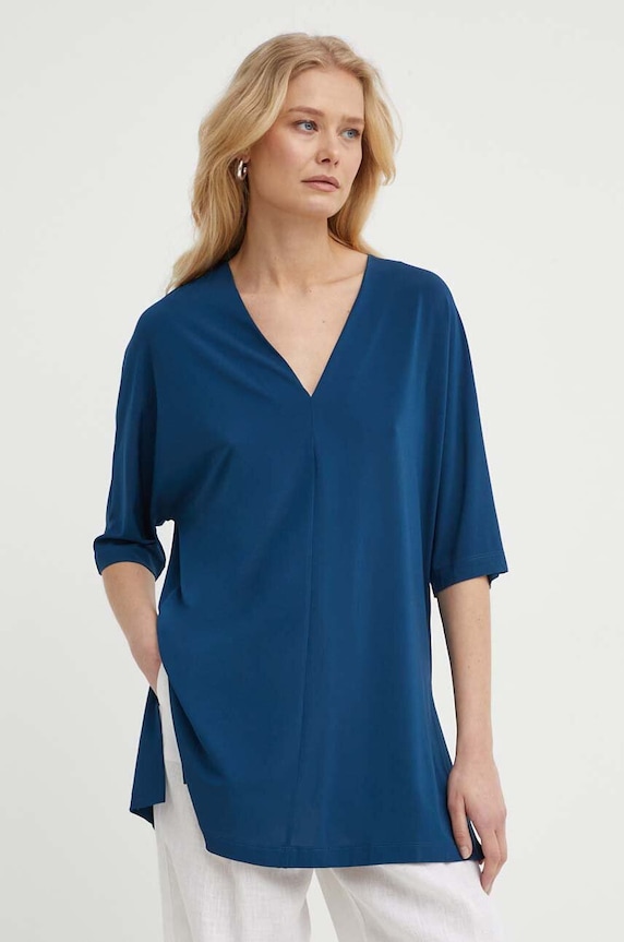 Max Mara Leisure bluzka z elastanem granatowy 2416941068600
