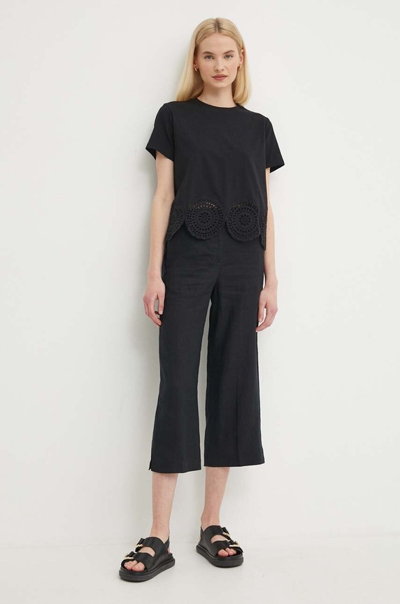 Sisley t-shirt bawełniany 3F1QL105I czarny SS24