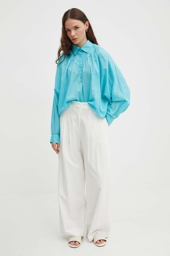 Sisley bluzka bawełniana 5HO1LQ06T niebieski SS24