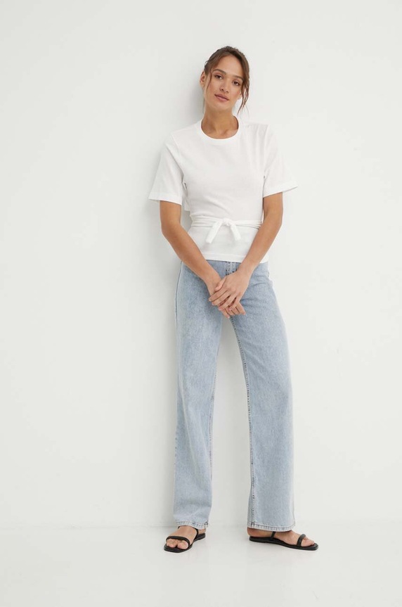 Sisley t-shirt bawełniany 3B4BL105G beżowy SS24