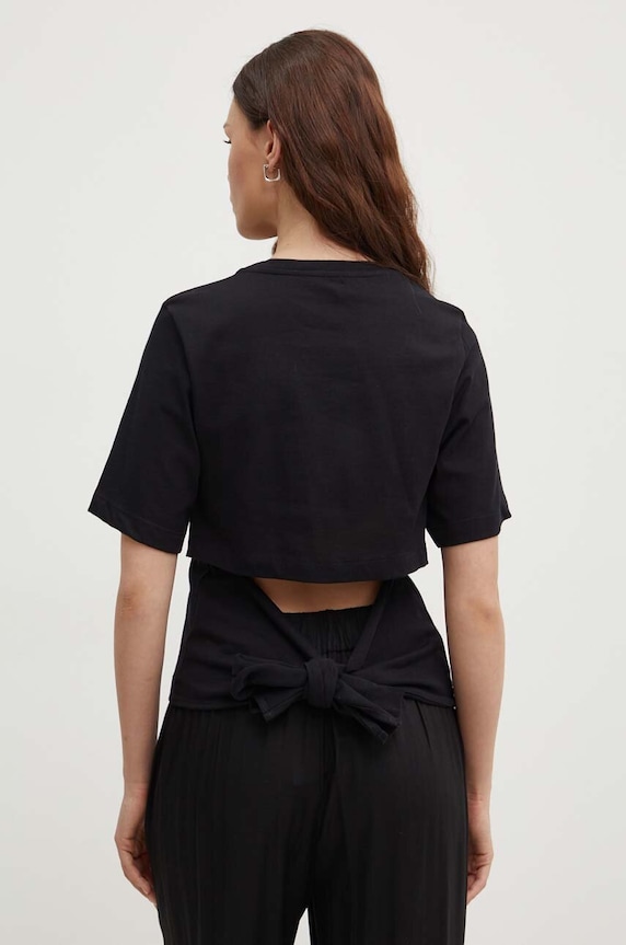 Sisley t-shirt bawełniany czarny 3B4BL105G