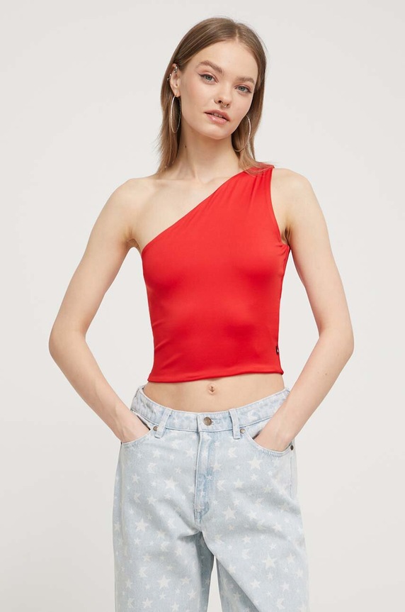 Tommy Jeans top z elastanem czerwony DW0DW17898