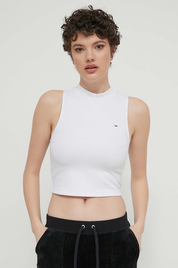 Top Tommy Jeans nášivka biela DW0DW17985