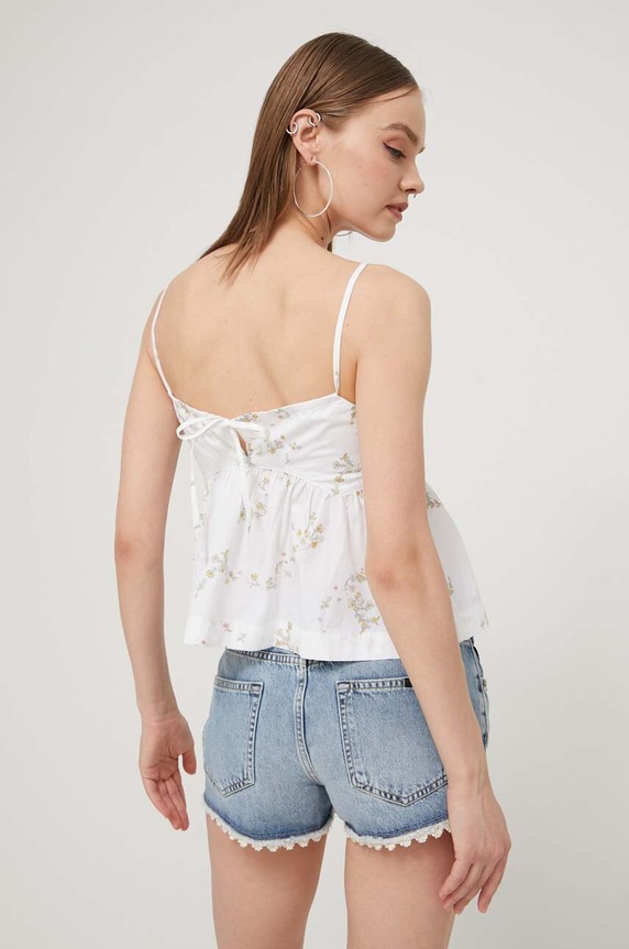 Ruházat Tommy Jeans blúz pamutból DW0DW17804 fehér