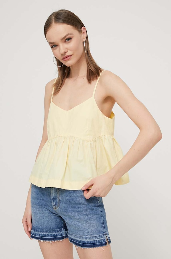 Tommy Jeans bluzka bawełniana bawełna żółty DW0DW17804