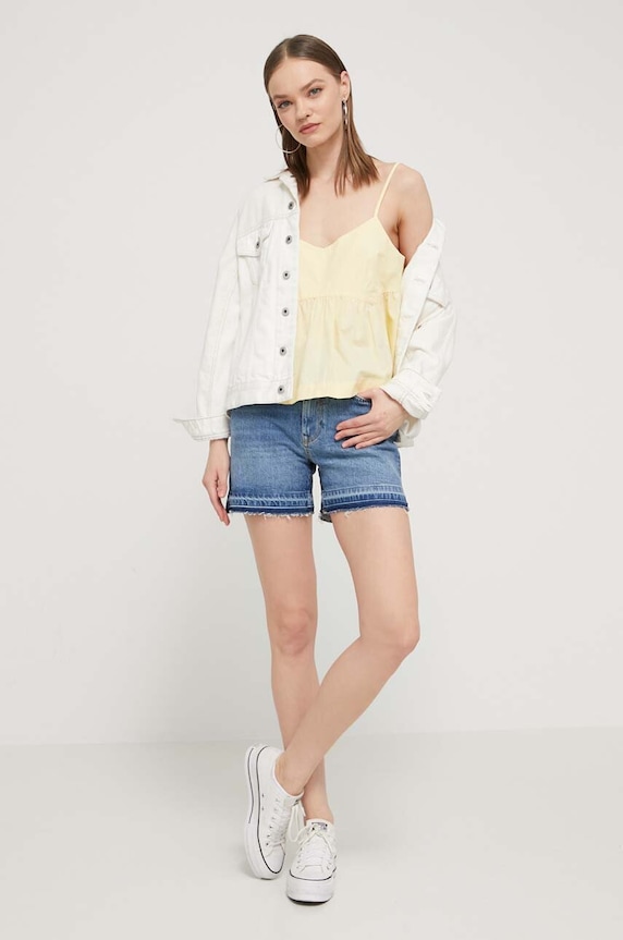 Tommy Jeans bluzka bawełniana DW0DW17804 żółty SS24