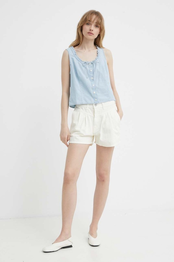 Levi's top bawełniany A7625 niebieski SS24