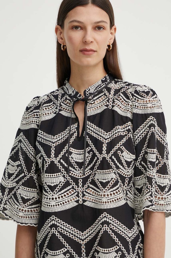 Βαμβακερή μπλούζα Bruuns Bazaar ArvensisBBLarin shirt μαύρο BBW3921