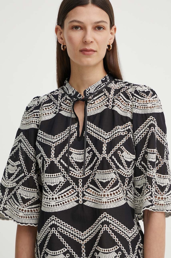 Βαμβακερή μπλούζα Bruuns Bazaar ArvensisBBLarin shirt μαύρο BBW3921