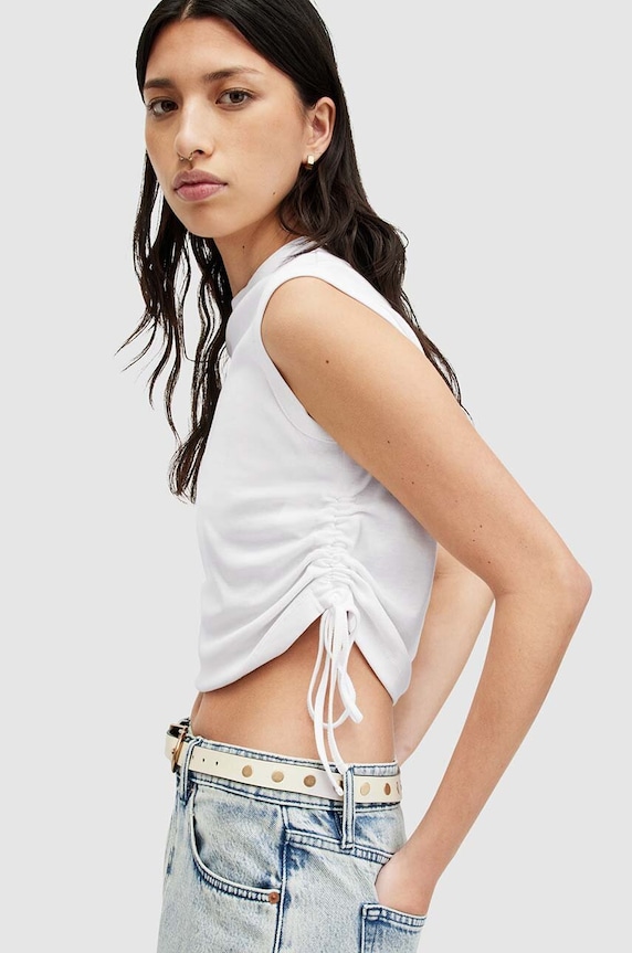 AllSaints bluzka bawełniana SONNY TANK W025JA biały SS24