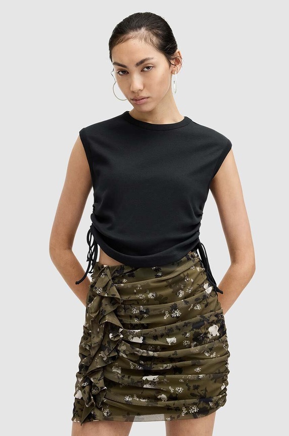 Bavlněná halenka AllSaints SONNY TANK slim černá W025JA