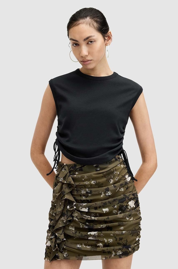 Bavlněná halenka AllSaints SONNY TANK slim černá W025JA
