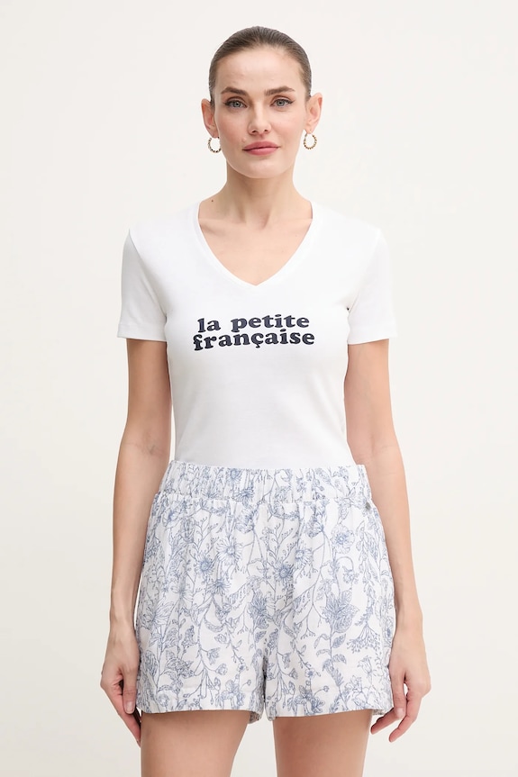 La Petite Française tricou din bumbac print alb PFTHIBAULT