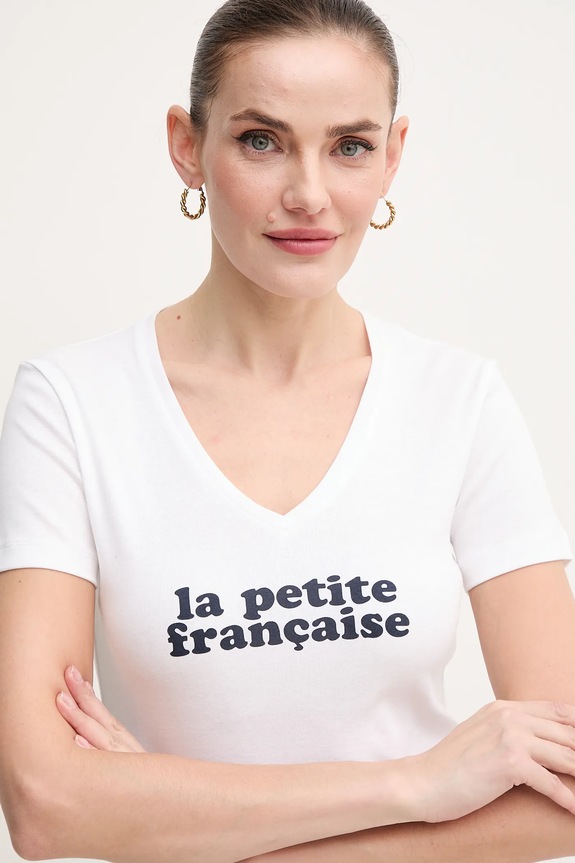 La Petite Française tricou din bumbac alb PFTHIBAULT