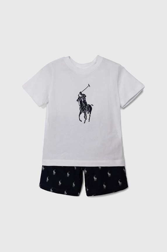 Detské bavlnené pyžamo Polo Ralph Lauren potlač tmavomodrá 8P0141