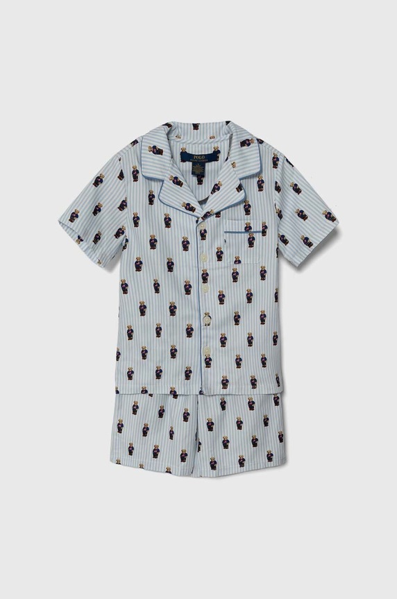 Детская хлопковая пижама Polo Ralph Lauren комплект голубой 9P0139
