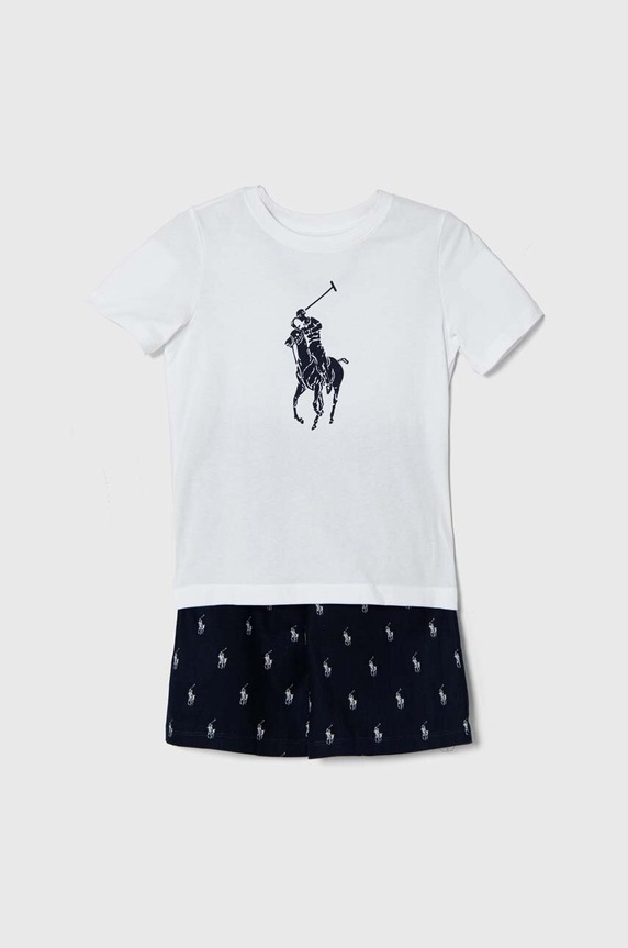 Polo Ralph Lauren set de pijama de bumbac pentru copii cu modele bleumarin 9P0141