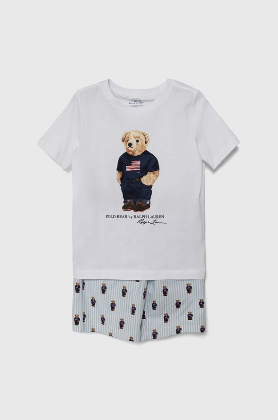 Polo Ralph Lauren set de pijama de bumbac pentru copii cu modele albastru 9P0142