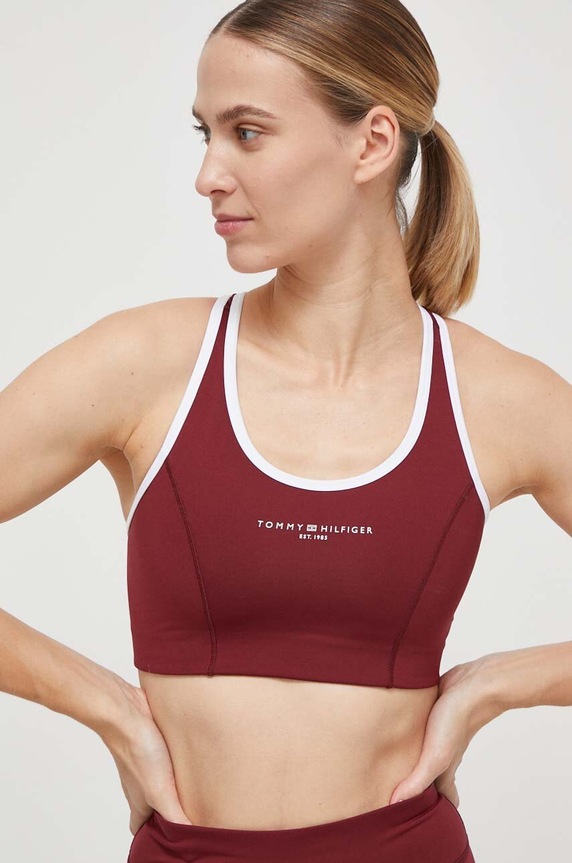 Αθλητικό σουτιέν Tommy Hilfiger μπορντό WW0WW41081
