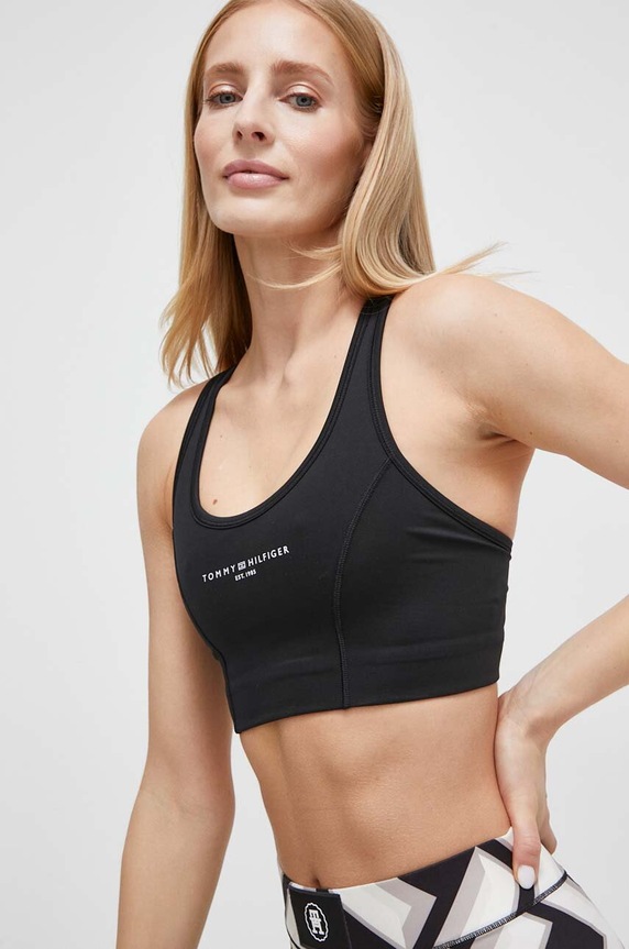 Спортен сутиен Tommy Hilfiger без банели черен WW0WW41081