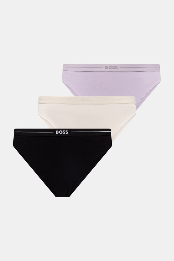 BOSS chiloți full brief de femei din bumbac 3P BRIEF pachet de 3 bej 50510016