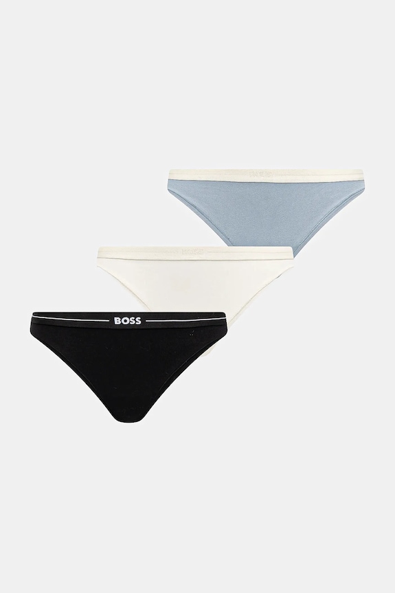 BOSS stringi damskie bawełniane z elastanem 3P THONG 3-pack czarny 50510030