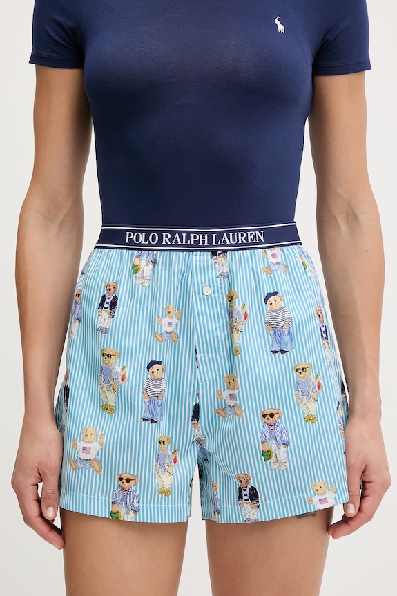 Polo Ralph Lauren pyžamové šortky dámské bavlněné modrá 4P0119