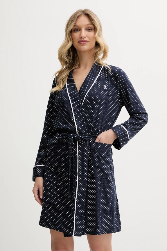 Lauren Ralph Lauren szlafrok bawełniany wzorzyste granatowy I814702