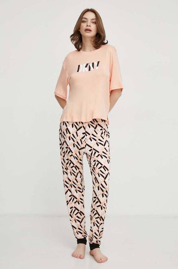 Πιτζάμα DKNY στάμπα πορτοκαλί YI90006