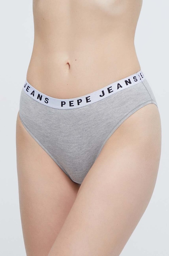 Pepe Jeans figi LOGO BIKINI dzianina szary PLU10921
