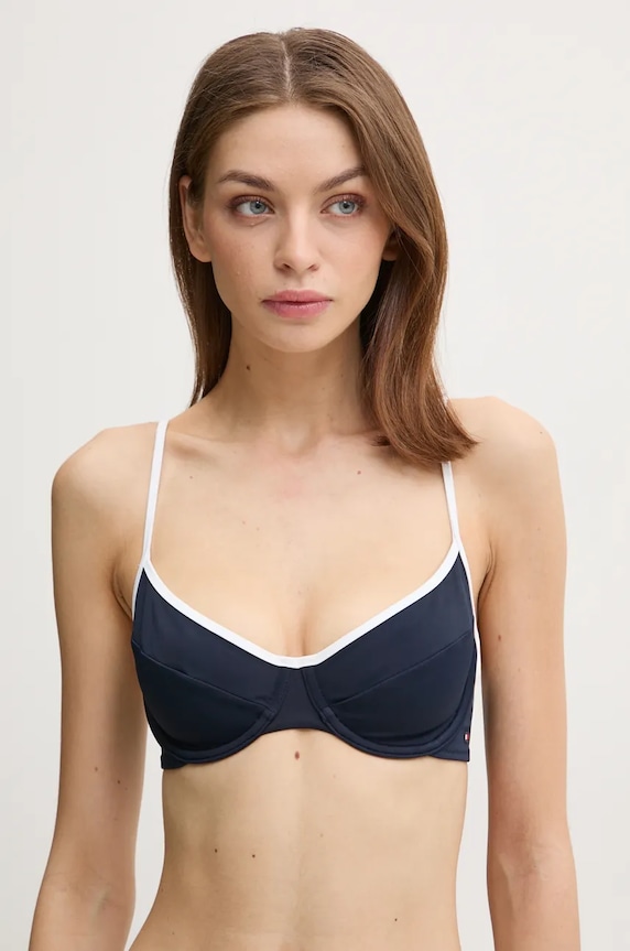 Bikini top Tommy Hilfiger με μεταλλικές μπανέλες σκούρο μπλε UW0UW05241