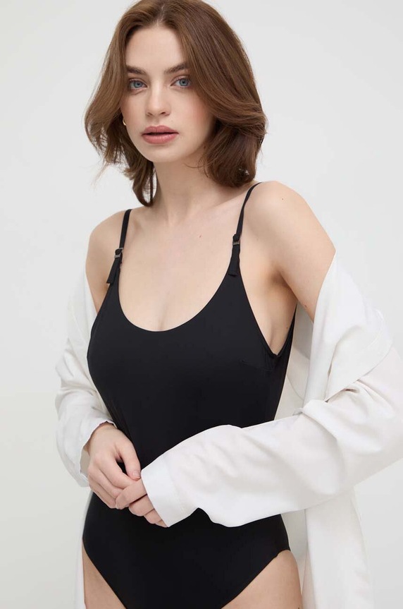 Calvin Klein egyrészes fürdőruha melltartó merevítő nélkül fekete KW0KW02410