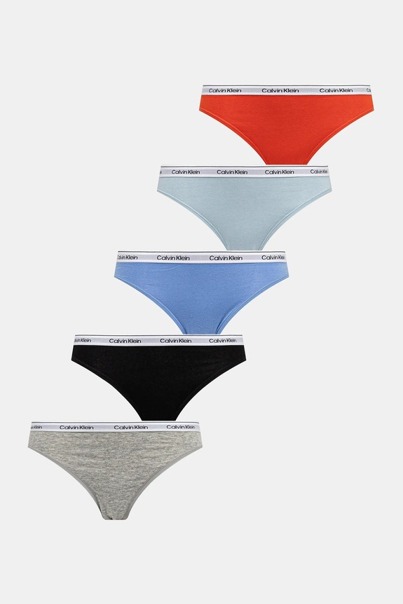 Calvin Klein Underwear figi damskie bawełniane z elastanem 5-pack dzianina niebieski 000QD5208E