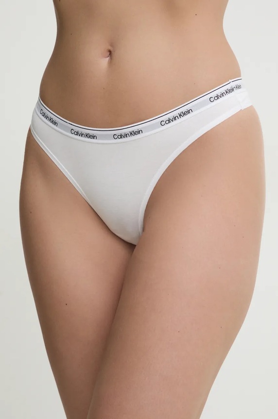 Calvin Klein Underwear stringi damskie bawełniane z elastanem biały 000QD5043E