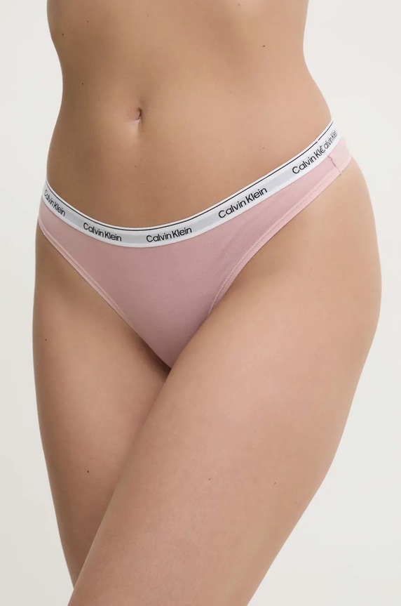Calvin Klein Underwear stringi damskie bawełniane z elastanem różowy 000QD5043E