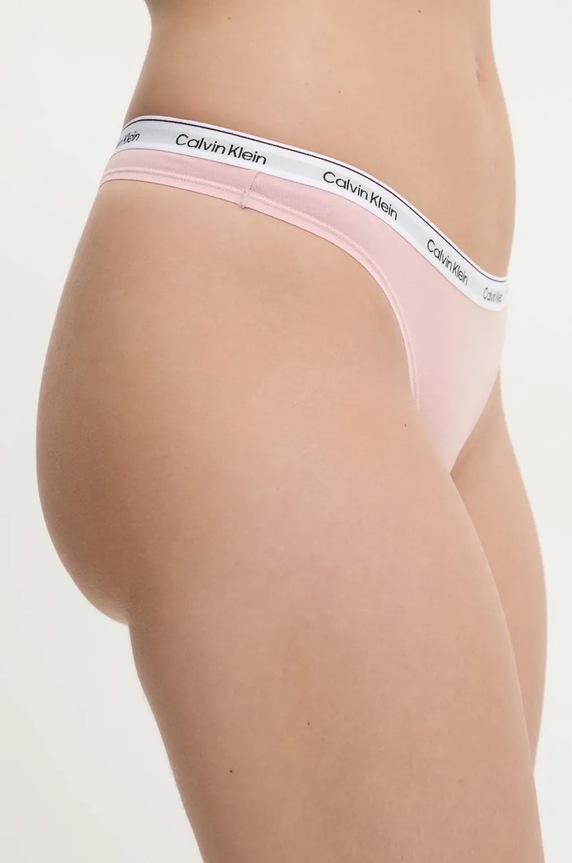 Calvin Klein Underwear stringi damskie bawełniane z elastanem 000QD5043E różowy AA00